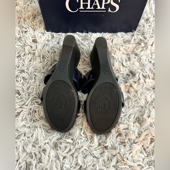 NWOB Chaps Blue Wedge Sandals - Picture 3 of 6